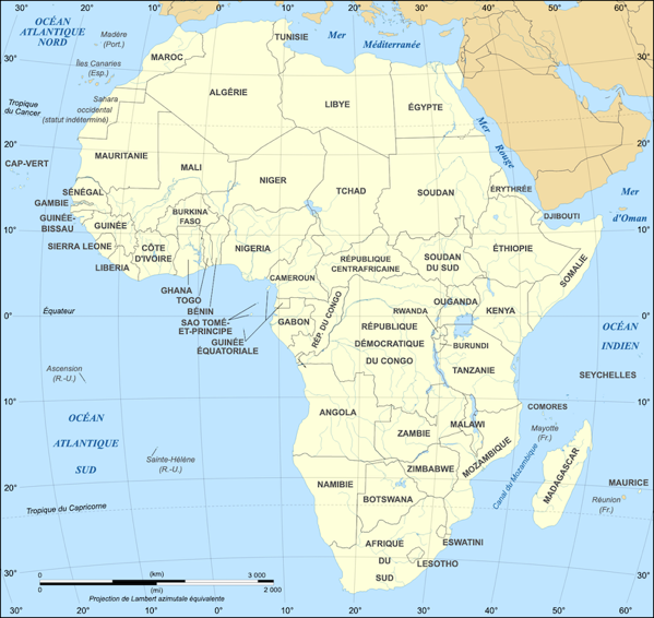 The image shows a map of the African continent