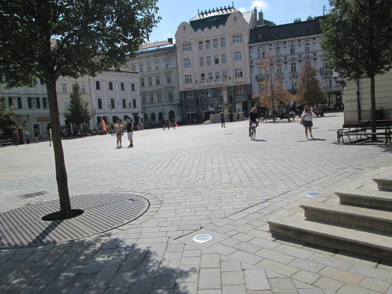 Alt text: the image shows a street scene from Bratislava, Solvakia